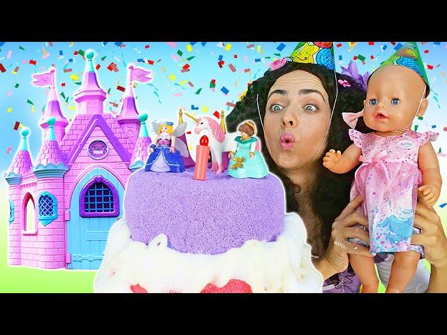 Princesses pretend play cooking toy food for baby born doll & Baby Annabell doll kids videos.