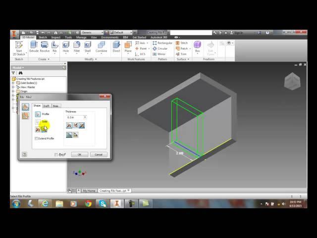 Inventor 06-32 Creating Rib Features   Draft Tab