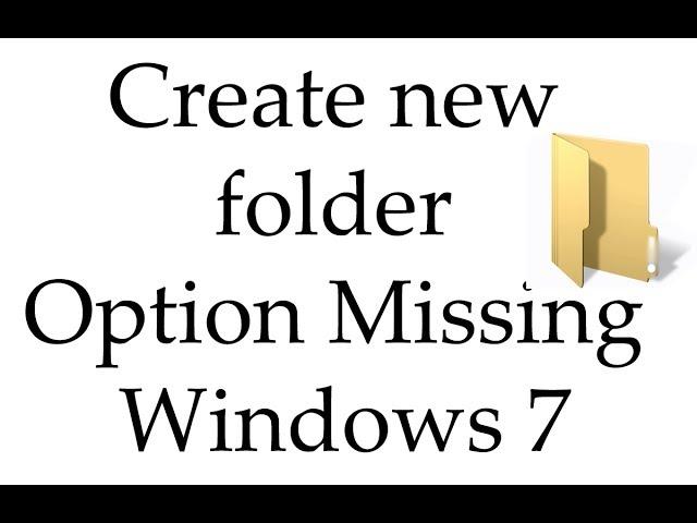 Fix New Folder Is Missiing From Right Click Menu Windows 7 & Vista