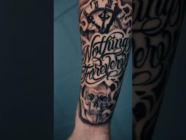 Custom Script Lettering Tattoo (Nothing's Forever)