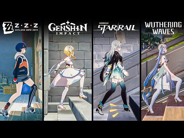 Walking The Stairs ZZZ vs Genshin Impact vs Honkai Starrail Vs Wuthering Waves