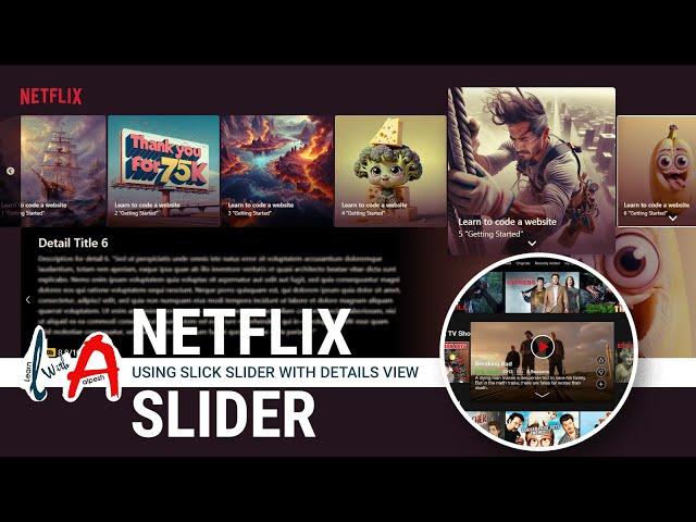 Netflix Slider using slick slider with infinite and Details view