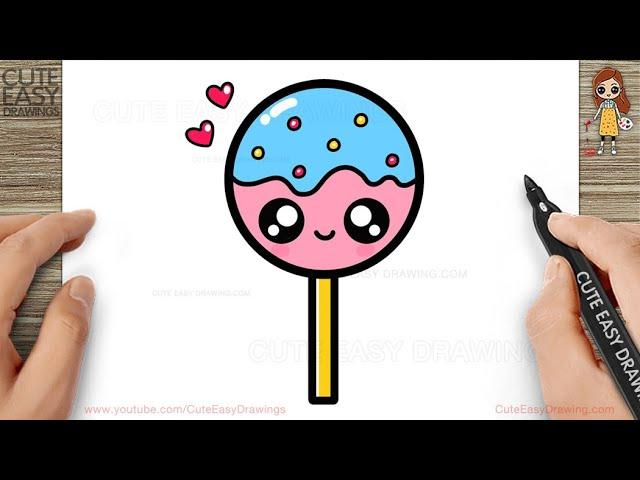 How to Draw a Cute Easy Lollipop for Kids Step by Step