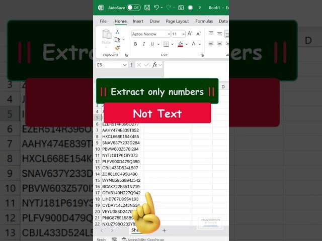 Extract only number not text #vikominstitute #excel #textsplit