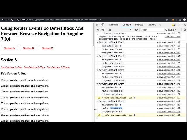 Using Router Events To Detect Back And Forward Browser Navigation In Angular 7.0.4