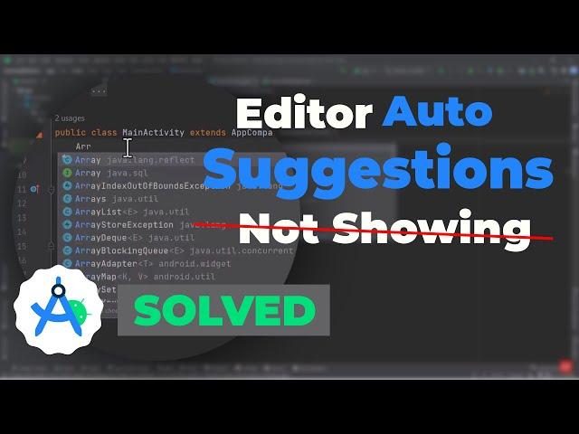 Android Studio Auto suggestions /autofill not working (String,  private, public) - FIXED