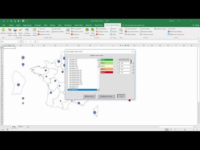 How to show 2 measures on the map? Example for Excel Map France