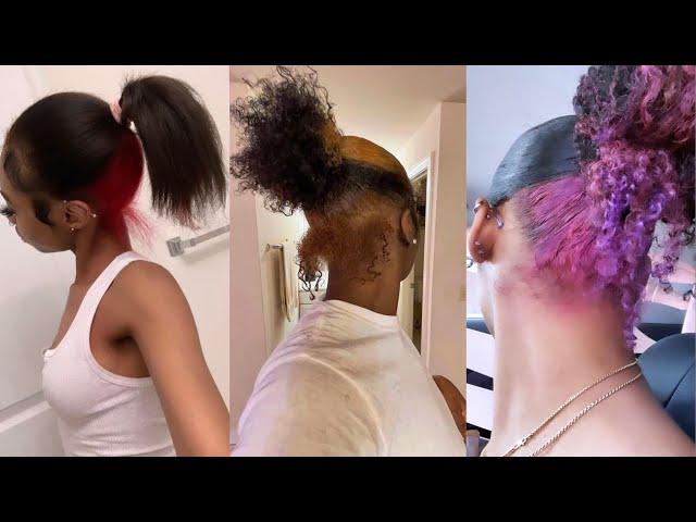 BLACK GIRL HAIR DYE /SKUNK STRIPE COMPILATION * TIK TOK *‍️