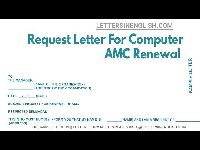 Request Letter For Computer AMC Renewal - Letter for Annual Maintenance Contract Renewal of Computer