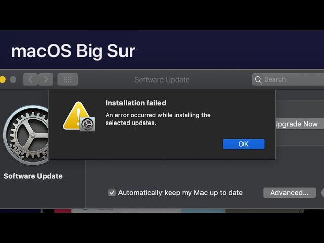 installation failed an error occurred  IOS, BIG SUR