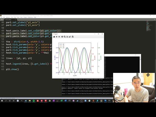 Python Plot 3 y axis with the same x axisto the POINT demo