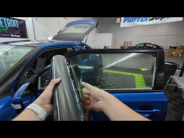 Every step to tinting a wide door window