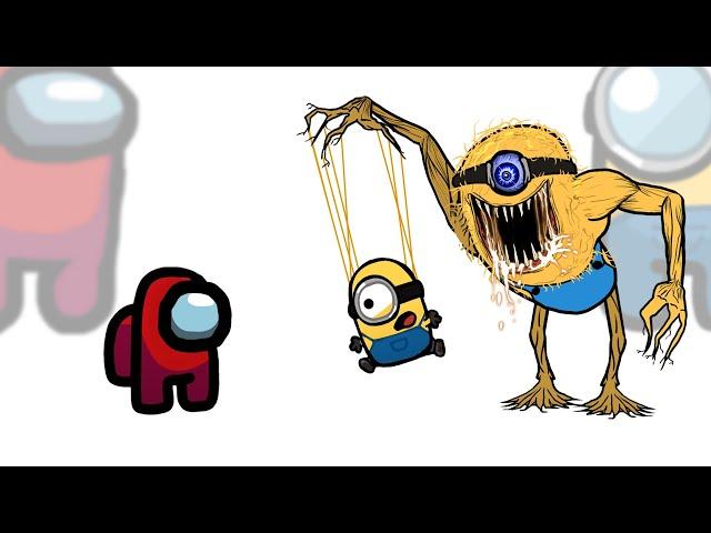 Mini Crewmate Kills Creepy Despicable Me 4 Minions Characters | Among Us