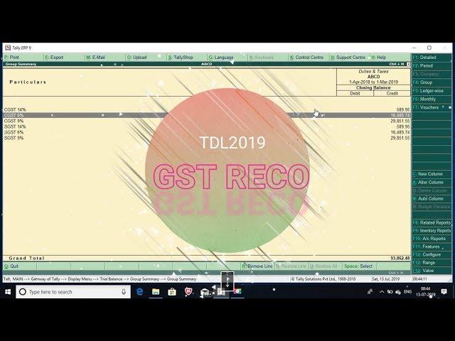 Tally ERP 9 GST TDL 2019
