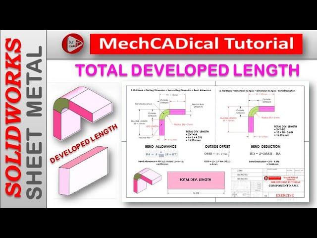 Total Developed Length (Flat Length) Calculation In SolidWorks Sheet Metal