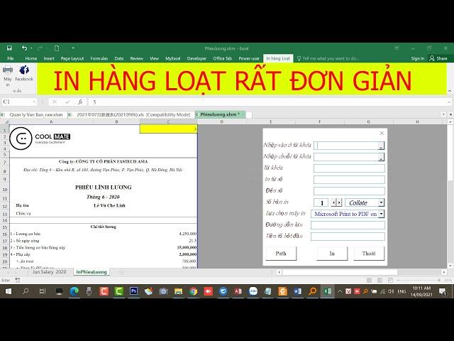 Hướng dẫn in hàng loạt phiếu lương bằng tiện ích mà không cần biết VBA | Mr Kim Cương