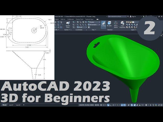 AutoCAD 2023 3D Tutorial for Beginners - 2