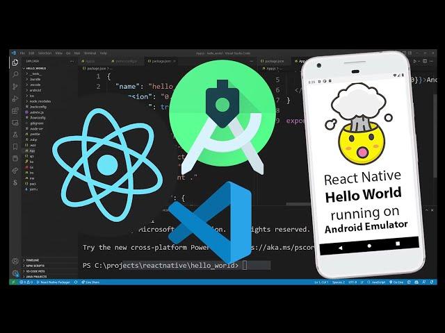 How To Setup & Run React Native App on Android Emulator from Terminal and edit In Visual Studio Code