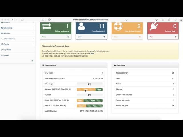 Splynx ISP Framework live dashboard