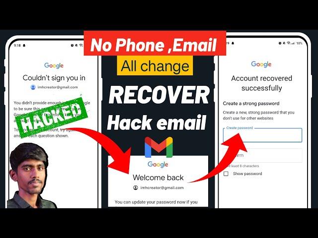 How to Recover Hacked gmail account without phone number and email 2024| Gmail account recovery 2024