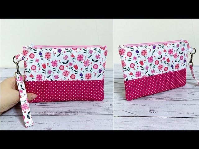 DIY flat pouch wallet | How to sew Zipper Pouch | Easy Sewing Tutorial for Beginner