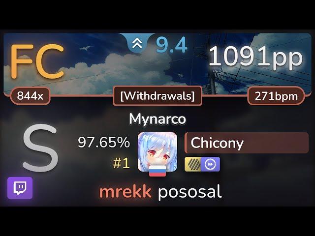  9.4⭐ Chicony | positive MAD-crew - Mynarco [Withdrawals] +HDDT 97.65% (#1 1091pp FC) - osu!