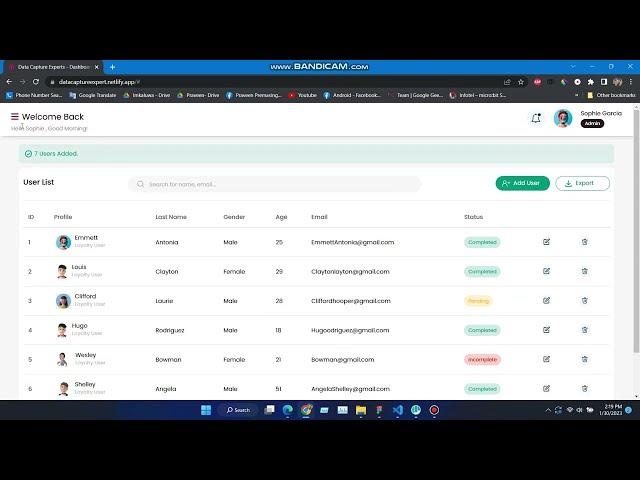 User Management Dashboard Demo Video