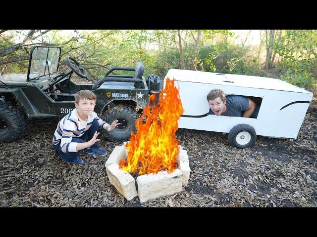 Hudson goes Camping | Exploring the Forest | Tractors for kids