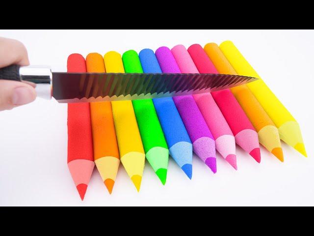 Satisfying Video | How To Make Kinetic Sand Rainbow Pencil Cutting ASMR