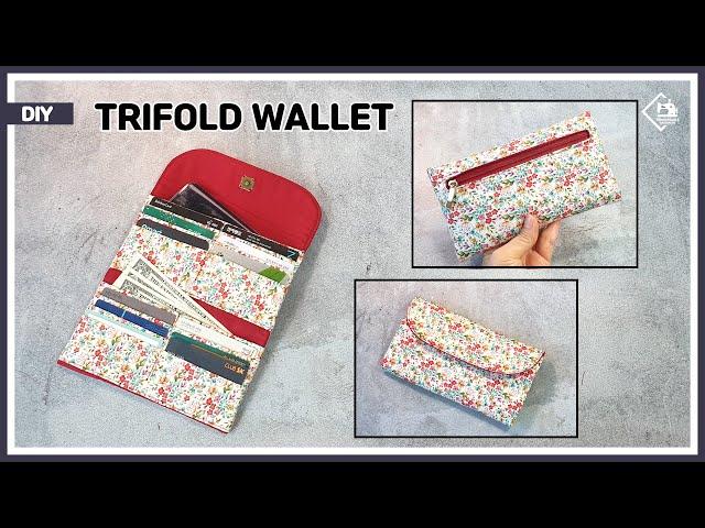 DIY Trifold wallet / Fabric purse wallet / no bias / sewing tutorial [Tendersmile Handmade]