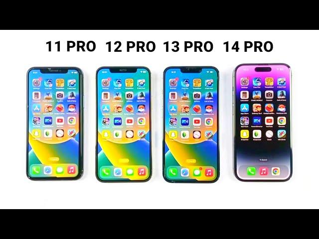 Apple A13 Vs A14 Vs A15 Vs A16 Bionic | SPEED TEST - iPhone 11 Pro Vs 12 Pro Vs 13 Pro Vs 14 Pro