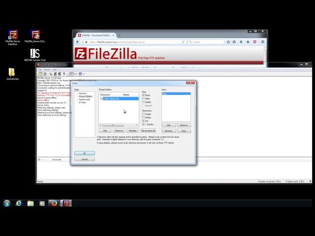 Filezilla FTP Server erstellen, Aufnahmen per FTP übertragen und nach X Tagen automatisch löschen