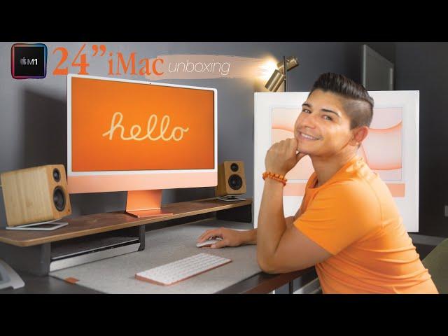 The NEW 24" iMac (Orange 2021) UNBOXING and SETUP - FIRST IMPRESSIONS