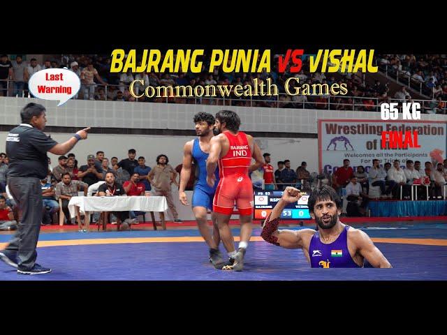 65 KG FINAL BAJRANG PUNIA VS VISHAL KALIRAMAN  IN COMMON WEALTH GAMES WRESTLING TRIAL IN IG STADIUM