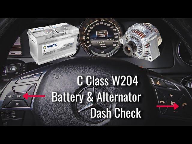 Battery and alternator voltage check - secret dashboard menu Mercedes c class w204