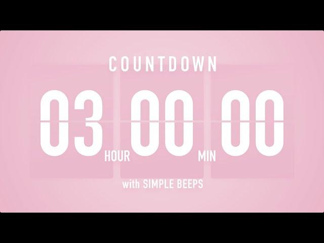 3 Hours Countdown Flip Clock Timer / Simple Beeps 