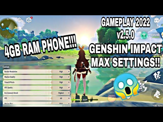 4gb Ram Phone Handles Max Settings in Genshin Impact updated v2.5.0 Gameplay 2022