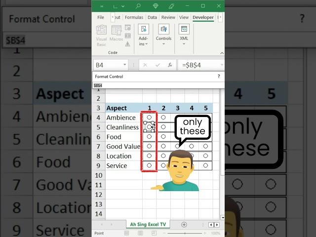 How to involve option buttons under Form Controls in calculation in Excel