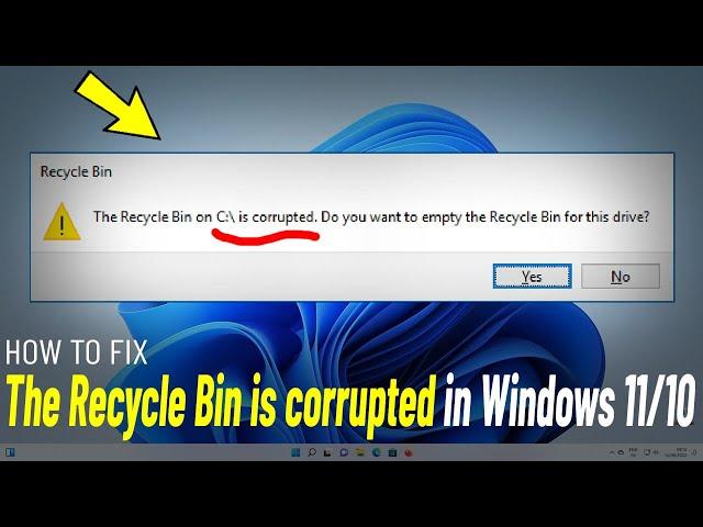 Fix The Recycle Bin on C:\ is corrupted in Windows 11/10 | How To Solve recycle bin is Corrupted ️