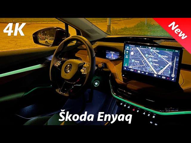 Škoda Enyaq iV 2021 - NIGHT Review in 4K | Crayz Matrix LED Headlights & Beautiful Ambient Lights