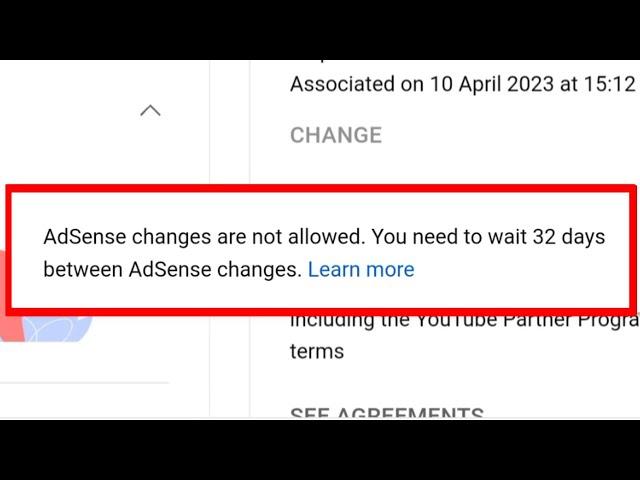 Fix AdSense changes are not allowed. You need to wait 32 days between AdSense changes Problem Solve