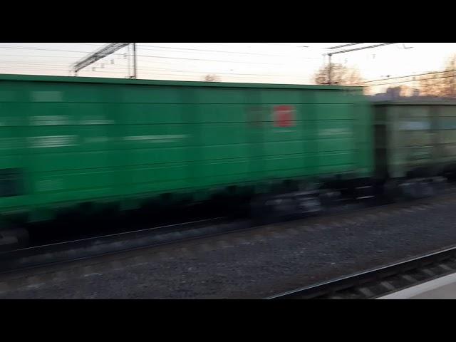Товарный поезд с электровозом ВЛ - 80 в голове, и толкачем ВЛ - 80 в хвосте, по станции Петровка гру
