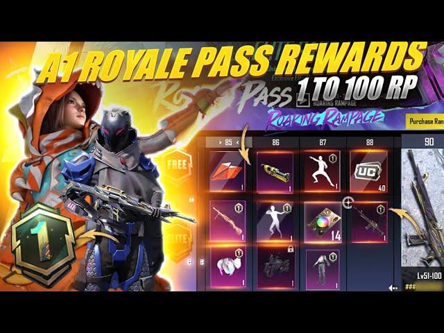 A1 Royale Pass Rewards 1 to 100 RP Leaks | RP Full Cost Reveal | FREE Material & Upgrade Skin !