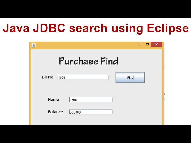 Java JDBC search using Eclipse