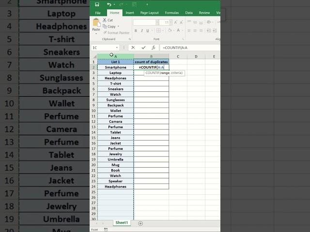 Count duplicates using countif in EXCEL #EXCEL #exceltips #exceltricks