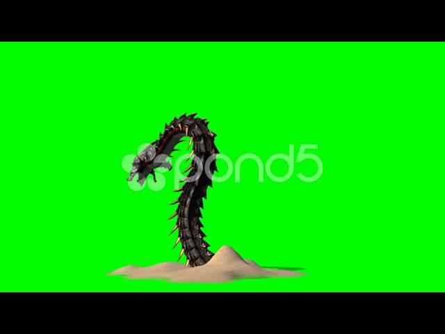 Alien Snakes Worm Creature Is Attacking - Green Screen