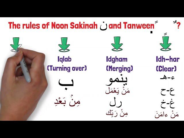 Noon sakinah and Tanween in a minute(with examples)