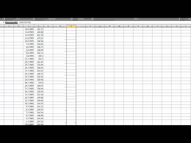 Volatility calculation in Excel