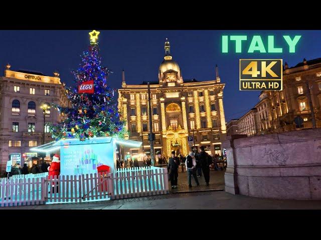 Walking Tour of Via Dante Milan: Stunning Christmas Lights Display 2024 | Virtual Travel in Italy