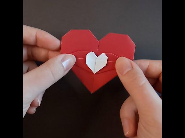 Двойное сердечко  Оригами валентинка из бумаги за минуту своими руками #shorts Easy Origami Heart